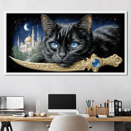 Moonlit Panther Of Golden Minarets - NicheCanvas