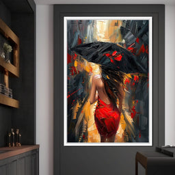 Rainy Stroll in Bold Brushwork - NicheCanvas