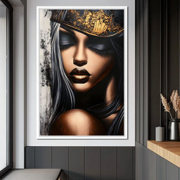 Golden Dreams Portrait Elegance - NicheCanvas