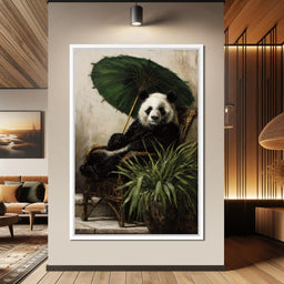 Panda Garden Parasol Calmness - NicheCanvas