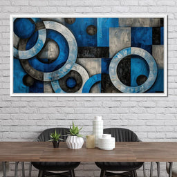 Geometric Blue Spheres Dance - NicheCanvas
