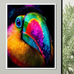 Neon Rainforest Toucan Portrait - NicheCanvas