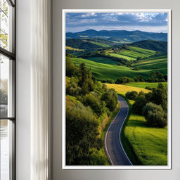 Sunlit Valley Roadscape - NicheCanvas