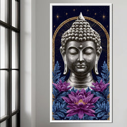 Buddha Lotus Radiance Under Stars - NicheCanvas