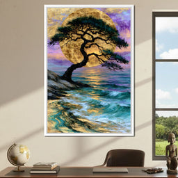 Ancient Pine Before The Gilded Moon - NicheCanvas