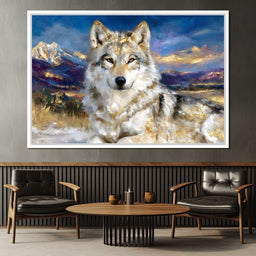 Golden Alpine Wolf Portrait - Neal Hackett - NicheCanvas