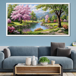Spring Blossom Mountain Stream - NicheCanvas