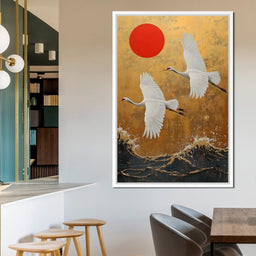 Golden Flight Over Waves - NicheCanvas