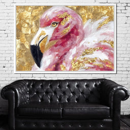 Gilded Flamingo Portrait - NicheCanvas