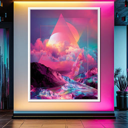 Cosmic Neon Triangle Peaks - NicheCanvas