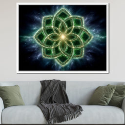 Celestial Green Knot Mandala - NicheCanvas