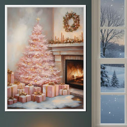 Pastel Yuletide Fireplace Glow - NicheCanvas