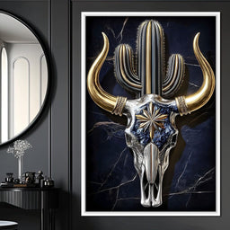 Golden Horn Desert Totem Skull - NicheCanvas