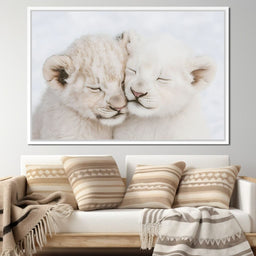 Cub Companions Embrace Tenderly - NicheCanvas