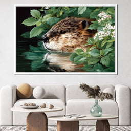 Beaver Reflection by the Lake - NicheCanvas