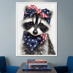Patriotic Raccoon Portrait - NicheCanvas
