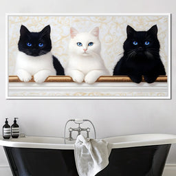 Trio of Curious Feline Friends - NicheCanvas