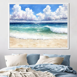 Ocean Waves Sunlit Horizon - NicheCanvas