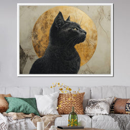 Golden Feline Aura Portrait - NicheCanvas