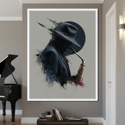 Midnight Saxophone Silhouette - NicheCanvas