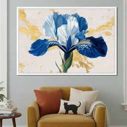 Gilded Blue Iris Bloom - NicheCanvas