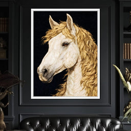 Golden Mane Horse Portrait - NicheCanvas