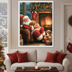 Cozy Christmas Eve With Puppies - NicheCanvas