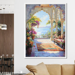 Radiant Terrace by the Sea - NicheCanvas