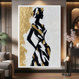 Gold Leaf Fashion Silhouette - NicheCanvas