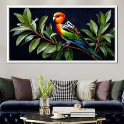 Vibrant Parrot in Leafy Haven - NicheCanvas