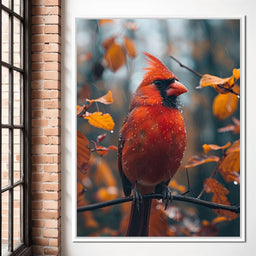 Autumn Cardinal's Perch - NicheCanvas