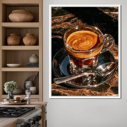 Morning Ritual Over Dark Veined Marble - NicheCanvas