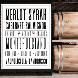 Wine Lover Varietal Typography - NicheCanvas