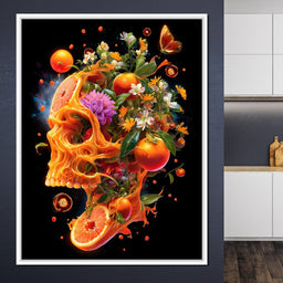 Floral Citrus Skull Energy Burst - NicheCanvas