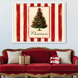 Holiday Tidings On Candy Cane Stripes - NicheCanvas