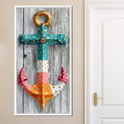 Golden Dotted Nautical Anchor - NicheCanvas