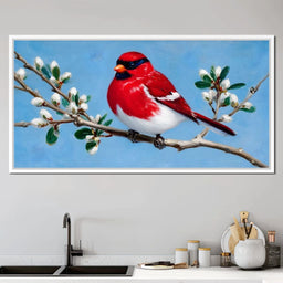 Radiant Bird on Blossoming Twig - NicheCanvas