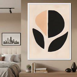Neutral Abstract Leaf Silhouette - NicheCanvas