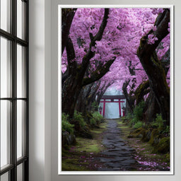 Sakura Gate Pathway Stillness - NicheCanvas