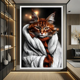 Warm Feline Elegance Wrapped - NicheCanvas