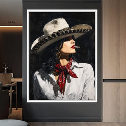 Noir Cowgirl Cigarette Glow - NicheCanvas