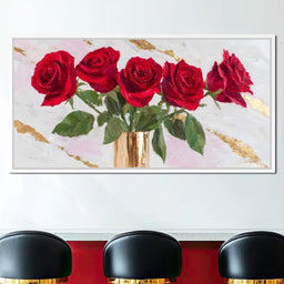 Ruby Roses Gold Leaf Bouquet - NicheCanvas