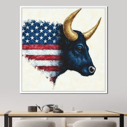 Patriotic Majestic Bull Symbol - NicheCanvas