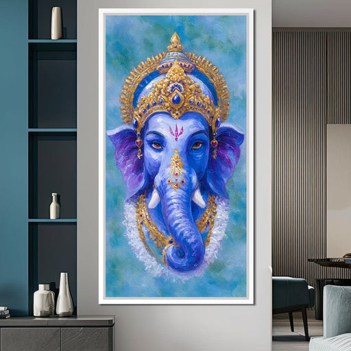 Royal Blue Ganesha Divine Blessing Canvas Print