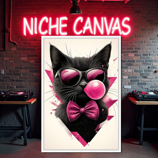 Chic Feline Bubblegum Bliss Canvas Print