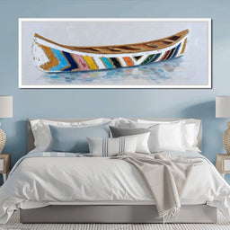 Colorful Canoe Reflections Calm - NicheCanvas
