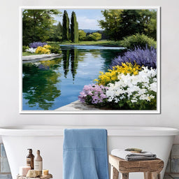 Garden Reflection Tranquil Pond - NicheCanvas