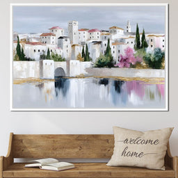 Mediterranean Village Reflection - NicheCanvas