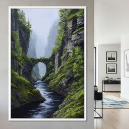 Emerald Gorge Stone Bridge River - NicheCanvas