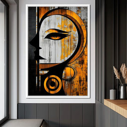 Golden Elegance Abstract Face - NicheCanvas
